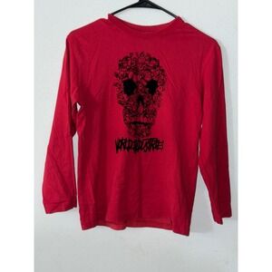 World Industries Red Long Sleeve T-Shirt Skull Graphic Top Size 12